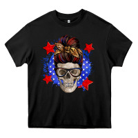Black American mom skull Heavy Core Tee - Zillion Design Studio
