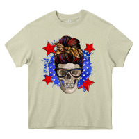 Mossy American mom skull Heavy Core Tee - Zillion Design Studio