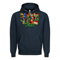 Navy Christmas Texas Zipper Hoodie - MaliasSmallBusiness