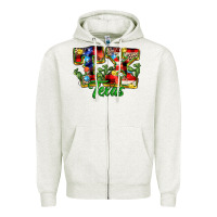 Oatmeal Heather Christmas Texas Zipper Hoodie - MaliasSmallBusiness