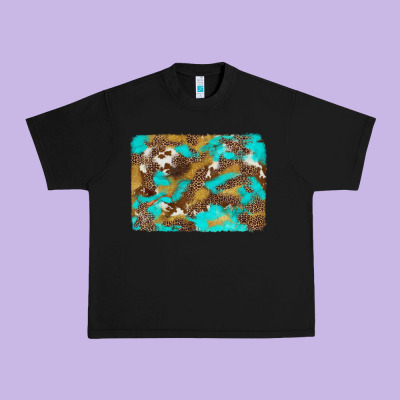 Western Turquoise Leopard And Cowhide Background Urban Heavy Tee Designed By Artiststas