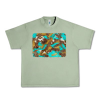 Oil Green western turquoise leopard and cowhide background Urban Heavy Tee - Artiststas
