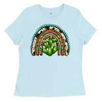 Baby Blue western cactus rainbow Ladies Tee - Zillion Design Studio