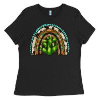 Black western cactus rainbow Ladies Tee - Zillion Design Studio