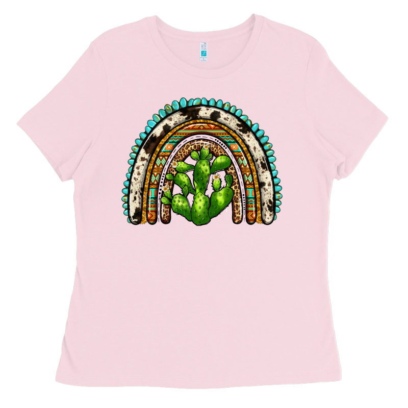 Western Cactus Rainbow Ladies Tee by Zillion Design Studio | Teevron