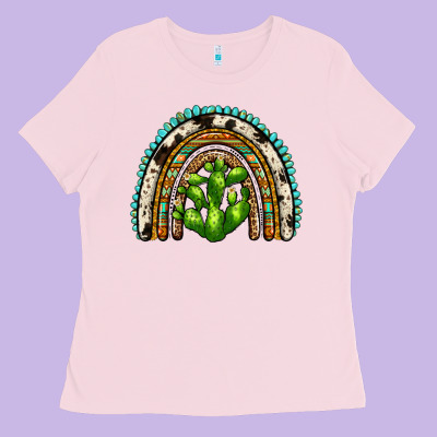 Western Cactus Rainbow Ladies Tee Designed By Zillion Design Studio