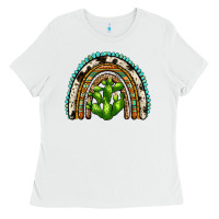 White western cactus rainbow Ladies Tee - Zillion Design Studio