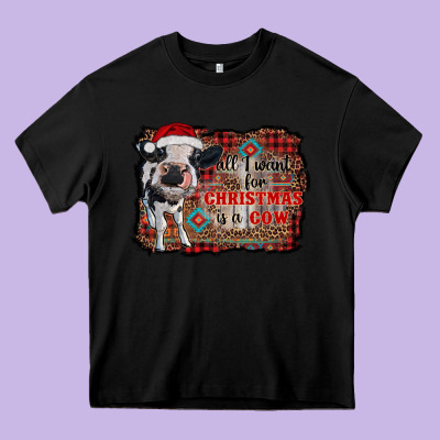 All I Want For Christmas Is A Cow Aztec Heavy Core Tee Designed By Ranaportraitstore