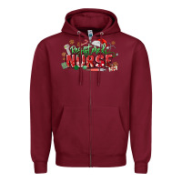 Burgundy Registered Nurse Christmas Zipper Hoodie - MaliasSmallBusiness