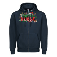Navy Registered Nurse Christmas Zipper Hoodie - MaliasSmallBusiness