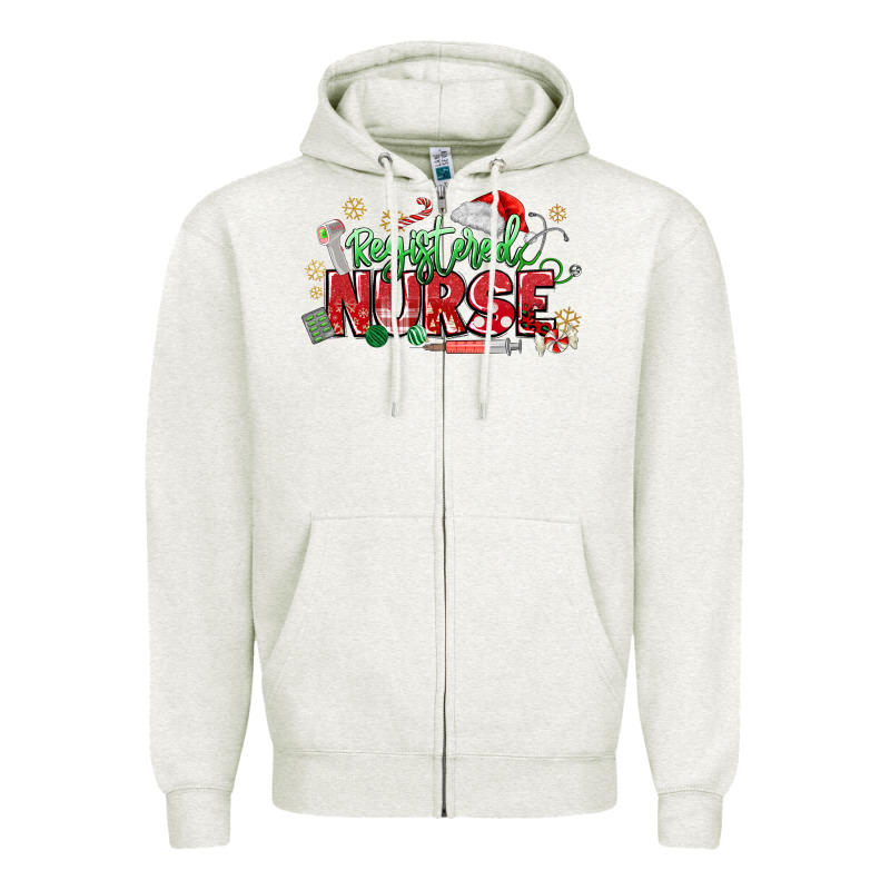 Registered Nurse Christmas Zipper Hoodie by MaliasSmallBusiness | Teevron