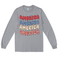 Heather Grey america Long Sleeve Tee - MaliasSmallBusiness