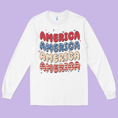 America Long Sleeve Tee Designed By Maliassmallbusiness