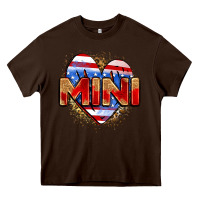 Chocolate Brown American mini heart Heavy Core Tee - Zillion Design Studio