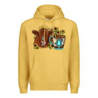 Antique Gold sunflower coffee cup red angus gemstone Premium Hoodie - JahusDesignShop
