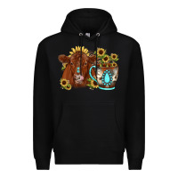 Black sunflower coffee cup red angus gemstone Premium Hoodie - JahusDesignShop