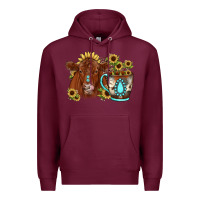 Burgundy sunflower coffee cup red angus gemstone Premium Hoodie - JahusDesignShop