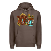 Coffee sunflower coffee cup red angus gemstone Premium Hoodie - JahusDesignShop