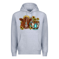 Heather Grey sunflower coffee cup red angus gemstone Premium Hoodie - JahusDesignShop