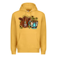 Mustard sunflower coffee cup red angus gemstone Premium Hoodie - JahusDesignShop