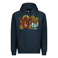 Navy sunflower coffee cup red angus gemstone Premium Hoodie - JahusDesignShop