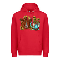 Red sunflower coffee cup red angus gemstone Premium Hoodie - JahusDesignShop