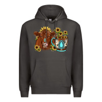 Smoke sunflower coffee cup red angus gemstone Premium Hoodie - JahusDesignShop