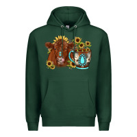 Sports Green sunflower coffee cup red angus gemstone Premium Hoodie - JahusDesignShop