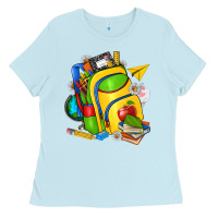 Baby Blue school bag Ladies Tee - texasbilliewilder