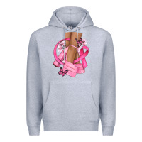Heather Grey breast cancer diva Premium Hoodie - NancyCooperArtShop