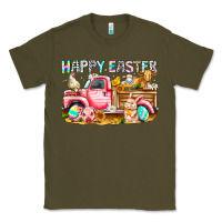 Army Green Happy Easter Animal Farm Truck Classic Tee - CowhideDigitalArt