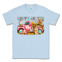 Dusty Blue Happy Easter Animal Farm Truck Classic Tee - CowhideDigitalArt