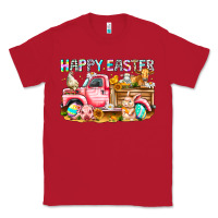 Red Happy Easter Animal Farm Truck Classic Tee - CowhideDigitalArt