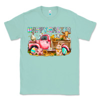 Seafoam Happy Easter Animal Farm Truck Classic Tee - CowhideDigitalArt