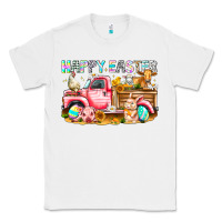 White Happy Easter Animal Farm Truck Classic Tee - CowhideDigitalArt