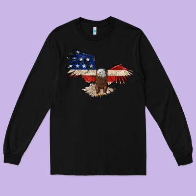 4th July Eagle Long Sleeve Tee Designed By Maliassmallbusiness