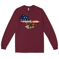 Burgundy 4th july eagle Long Sleeve Tee - MaliasSmallBusiness