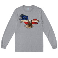 Heather Grey 4th july eagle Long Sleeve Tee - MaliasSmallBusiness