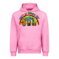 Fuchsia Pink Happy St. Patrick's Day rainbow gnomes Urban Hoodie - CowGirlArtShop