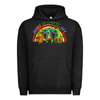Pigment Black Happy St. Patrick's Day rainbow gnomes Urban Hoodie - CowGirlArtShop