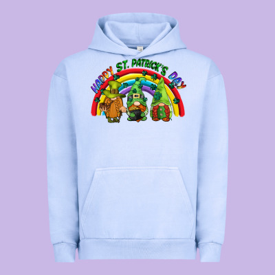 Happy St. Patrick's Day Rainbow Gnomes Urban Hoodie Designed By Cowgirlartshop