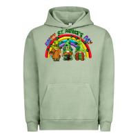 Pigment Oil Green Happy St. Patrick's Day rainbow gnomes Urban Hoodie - CowGirlArtShop