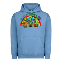 Pigment Pebble Blue Happy St. Patrick's Day rainbow gnomes Urban Hoodie - CowGirlArtShop