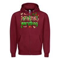 Burgundy Peppermint Everything Zipper Hoodie - MaliasSmallBusiness