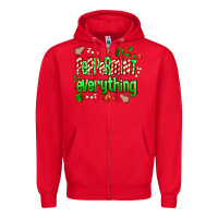 Red Peppermint Everything Zipper Hoodie - MaliasSmallBusiness