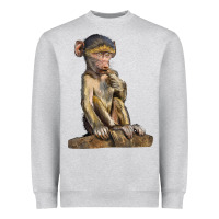 Heather Grey Baby Baboon Illustrations Heavyweight Sweatshirt - LillyAllenDesigns