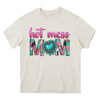 Cream hot mess mom Heavy Core Tee - texasbilliewilder