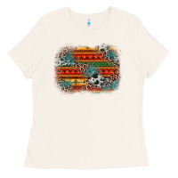 Bone leopard aztec background Ladies Tee - Zillion Design Studio