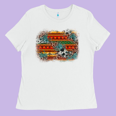 Leopard Aztec Background Ladies Tee Designed By Zillion Design Studio