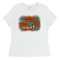 White leopard aztec background Ladies Tee - Zillion Design Studio